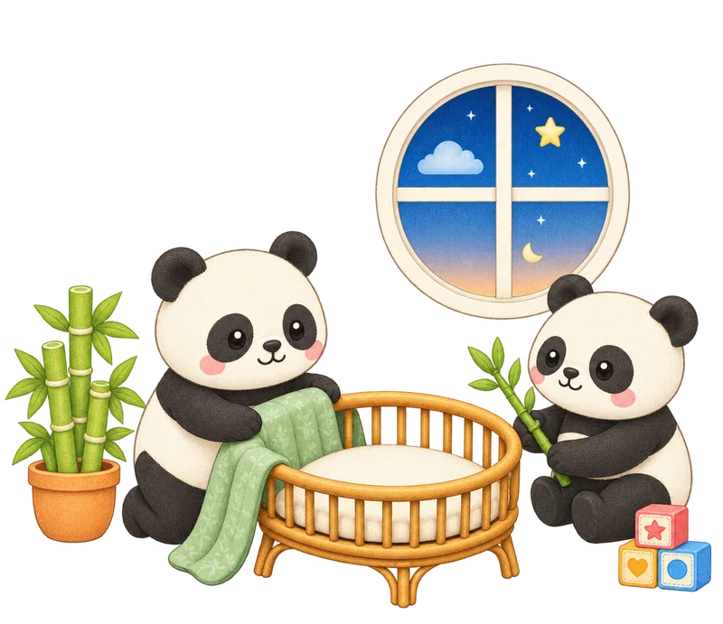 Panda parents preparing for their baby